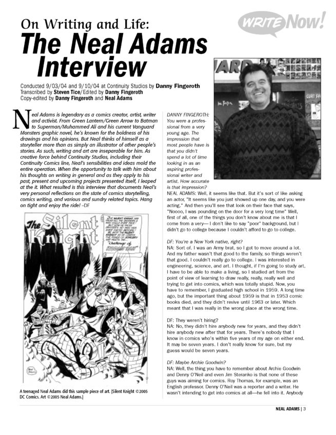 Neal Adams interview, page one.