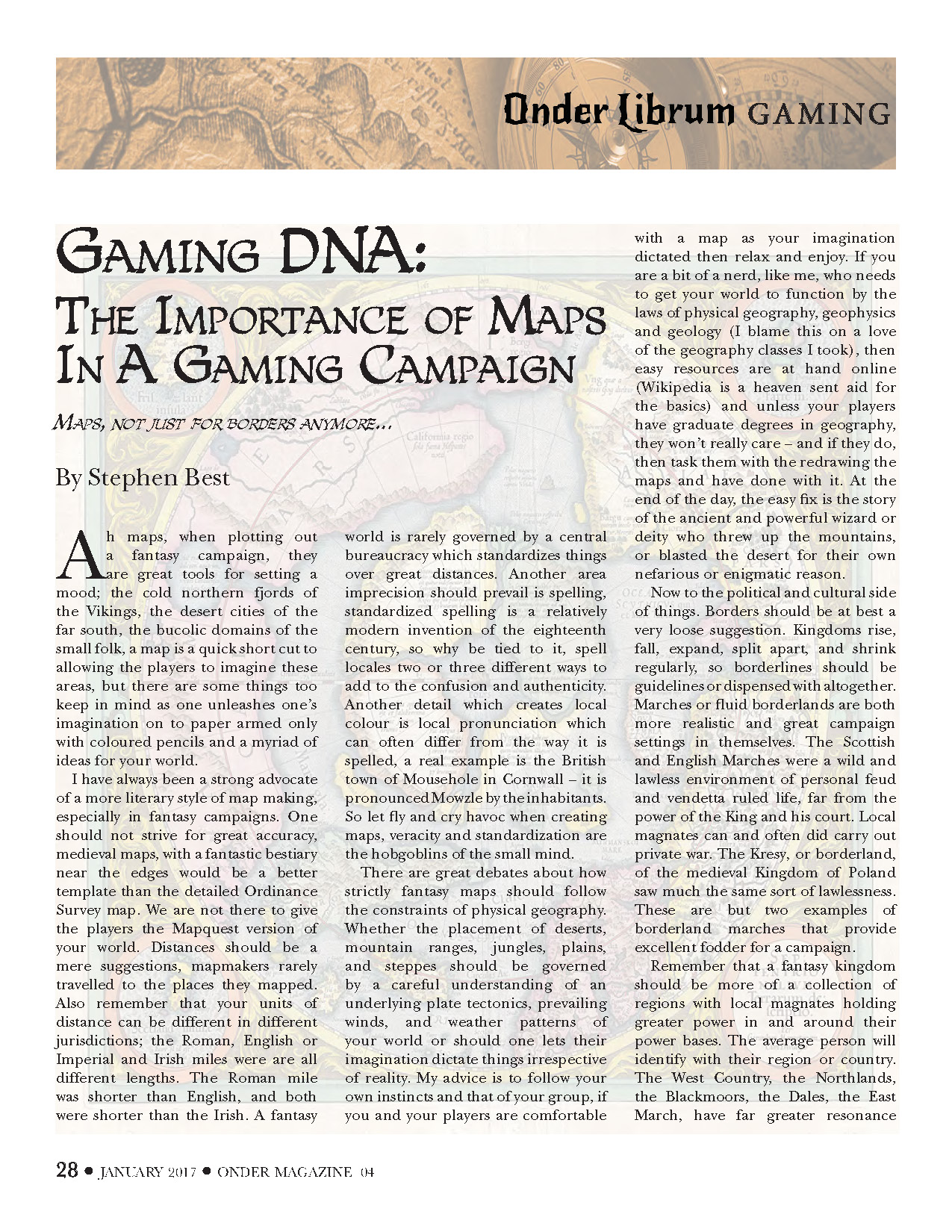Gaming article from Onder Magazine number four.